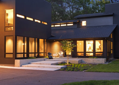 Home Exterior, Modern, Close up front view, Dusk